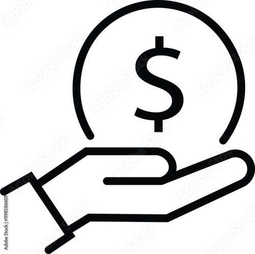  money thin line icon black color vector