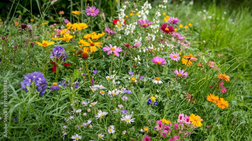 Vibrant Wildflower Meadow Colorful Summer Blooms Diverse Garden Nature Photography Vibrant Wildflower Meadow Colorful Summer Blooms Diverse Garden Nature Photography