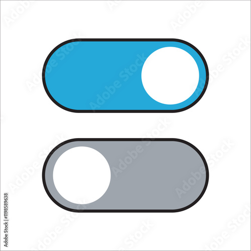 on and off button icon. on and off toggle flat design. 