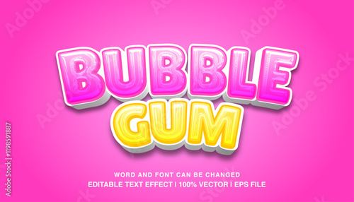 editable text effect bubble gum