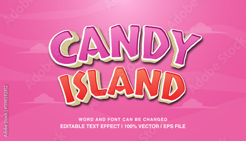 editable text effect candy island