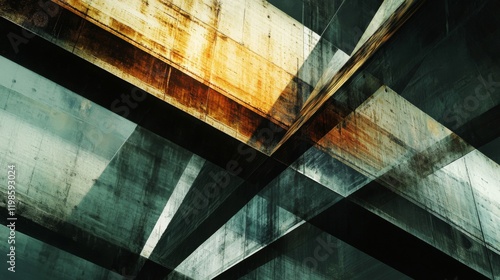 Abstract Concrete Beams with Grunge Texture