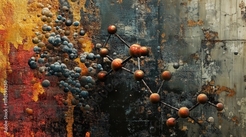 depiction of the chemical reactions involved in rusting, showing the oxidation of iron in the presence of oxygen and water to form iron oxide