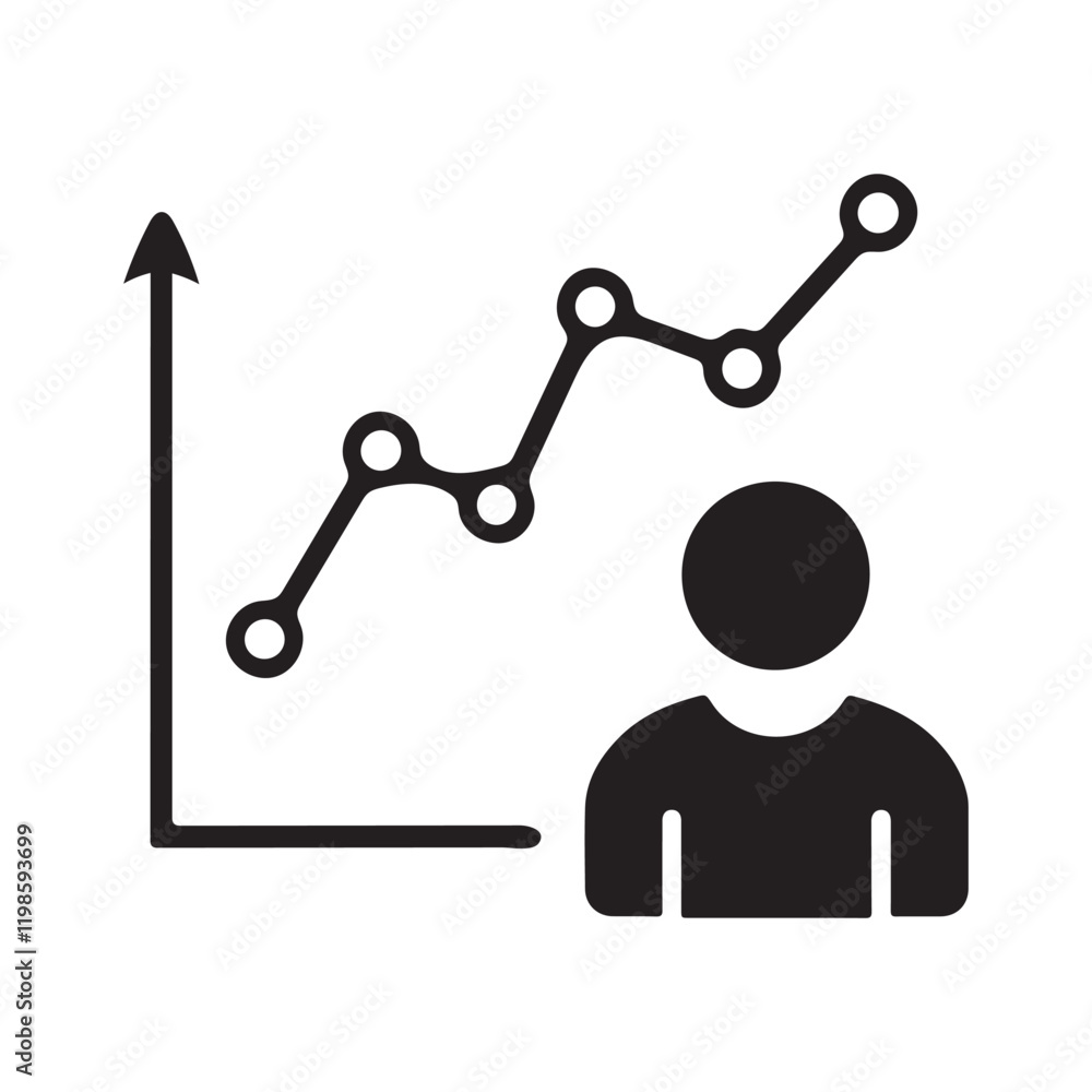 Bar chart line icon silhouette vector on white background Bar chart line icon silhouette vector on white background