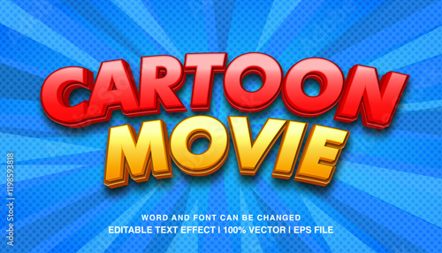 editable text effect cartoon movie
