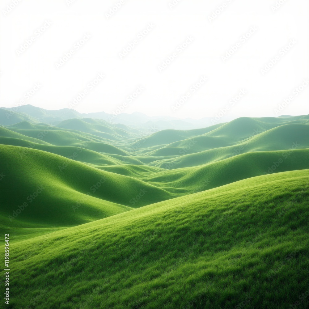Panoramic Green Hills Isolated On White Background Panoramic Green Hills Isolated On White Background