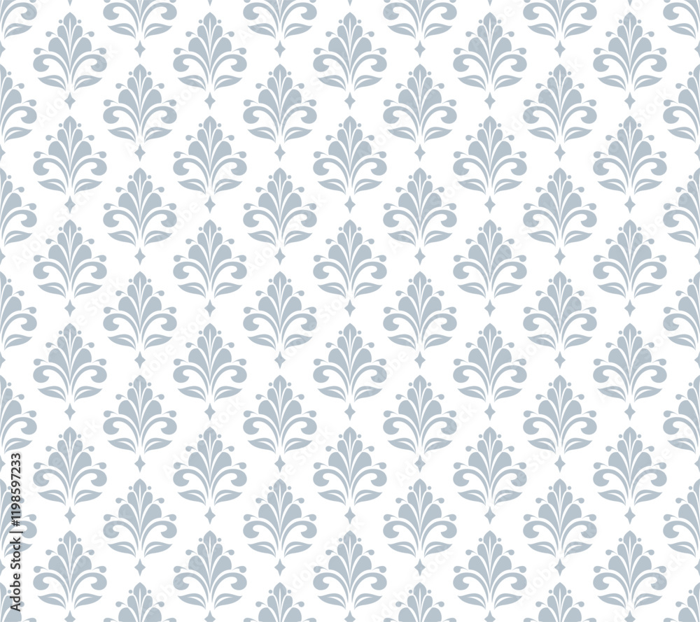 Flower geometric pattern. Seamless vector background. White and gray ornament. Ornament for fabric, wallpaper, packaging. Decorative print Flower geometric pattern. Seamless vector background. White and gray ornament. Ornament for fabric, wallpaper, packaging. Decorative print