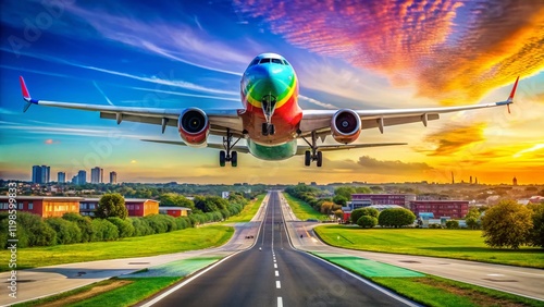 Airbus A320neo Landing at Heathrow Airport, London - Sunny Day Landscape photo