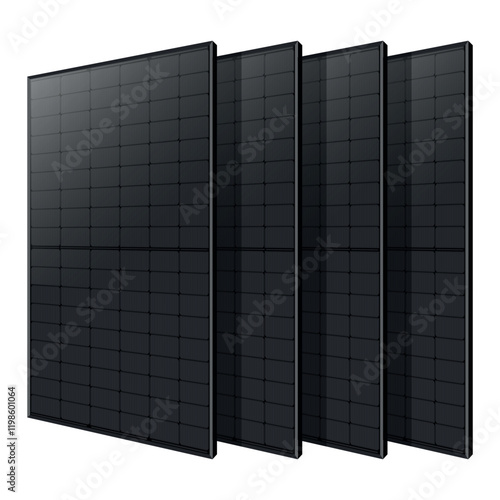 Obraz na plátně All Black Solar Panel Alternative Green Energy Power Source - Isolated white bac