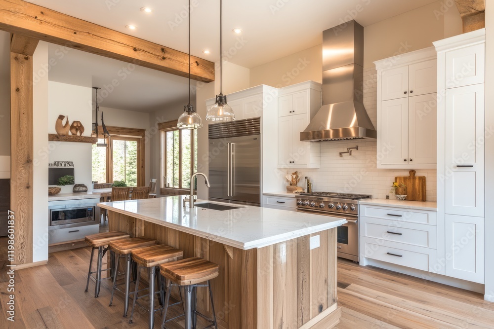 Modern Farmhouse Kitchen Island Design With Wood Accents Modern Farmhouse Kitchen Island Design With Wood Accents