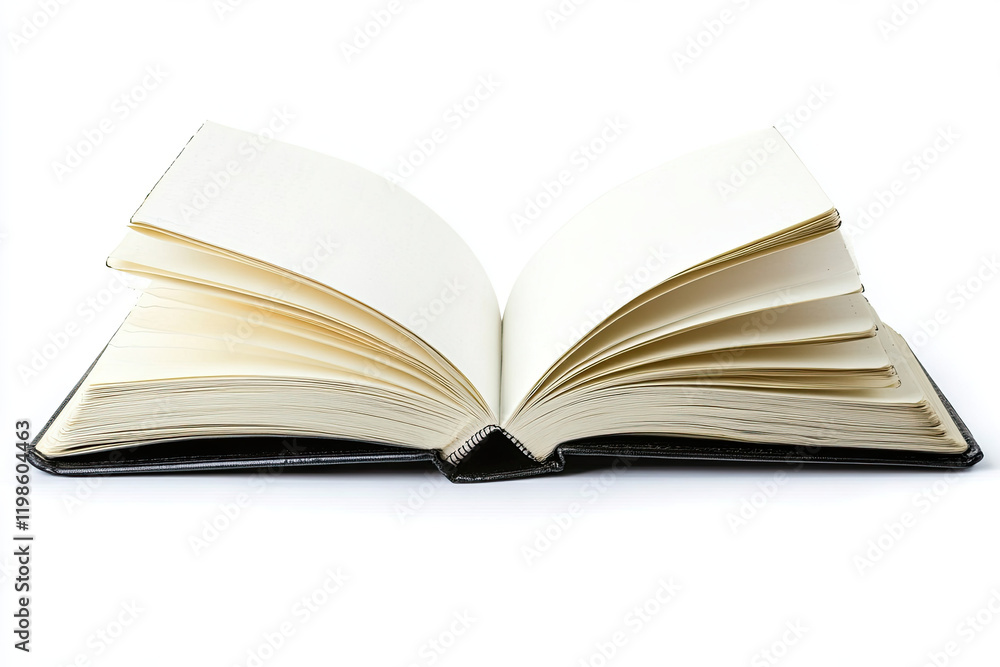 Opened notebook on white background Opened notebook on white background