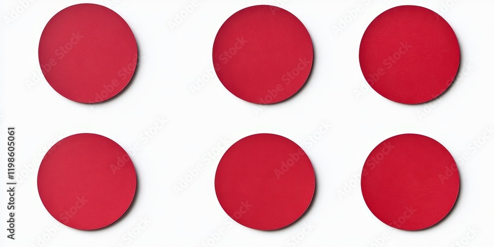 Blank red round adhesive paper sticker label set collection isolated on white background, Generative AI Blank red round adhesive paper sticker label set collection isolated on white background, Generative AI