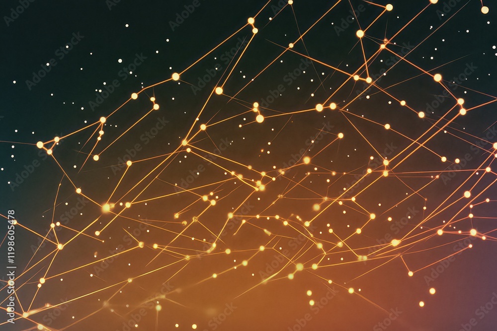 Fototapeta premium A modern abstract network background featuring interconnected glowing nodes and lines forming a web-like structure on a dark gradient backdrop.
