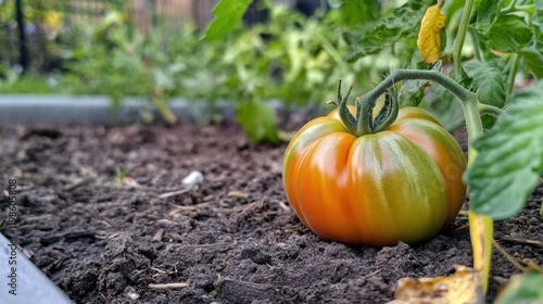 Wallpaper Mural A Single Ripe Tomato in a Home Garden Torontodigital.ca