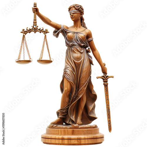 A Captivating Representation of Justice The Blindfolded Lady Holding Scales and Sword, Symbolizing Fairness