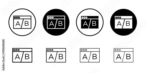 A B test icon black and white vector sign
