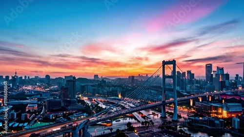 Wallpaper Mural Asia Business concept for real estate and corporate construction - panoramic modern city skyline aerial view of Shinjuku area under sunset videos Torontodigital.ca