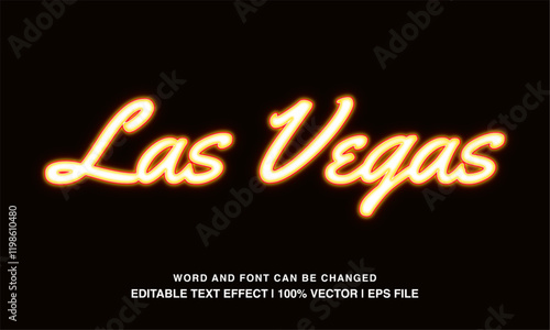 editable text effect las vegas neon yellow