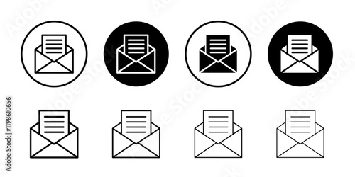 Tableau sur toile Envelope open icon black and white vector sign