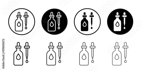 Essential oils icon black and white vector sign