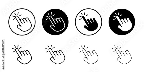 finger tap icon black and white vector sign