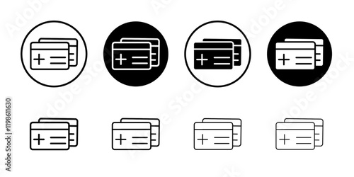 Insurance card icon black and white vector sign