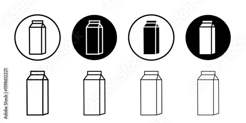 Milk carton icon black and white vector sign