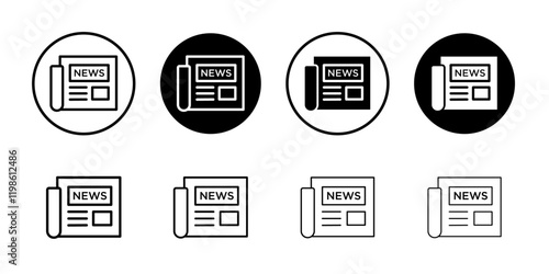 Newspaper icon black and white vector sign