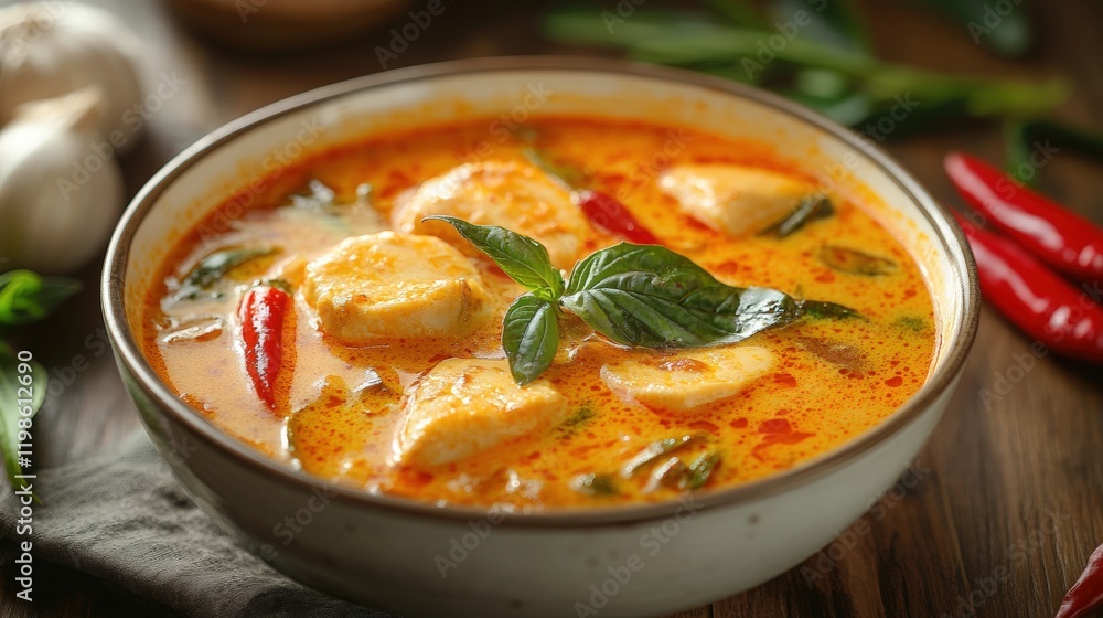 Curry soup on a white bowl Curry soup on a white bowl