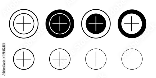 Plus Icon black and white vector sign