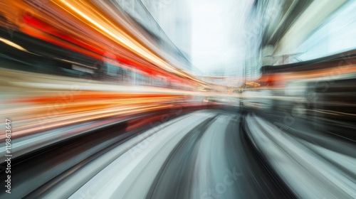 Abstract Blurred Cityscape with Light Trails