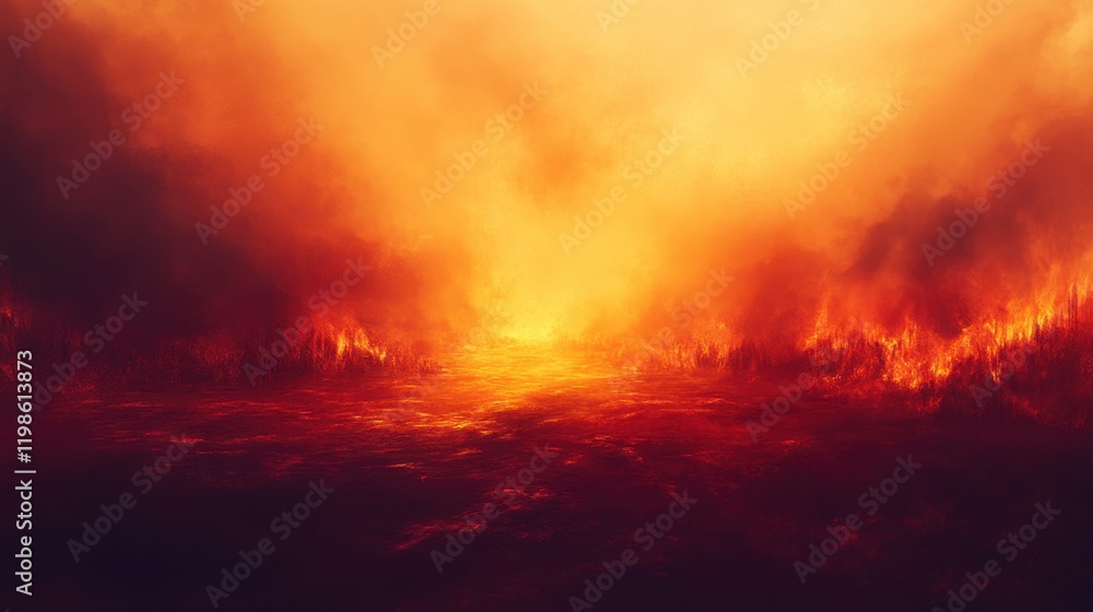 Infernal Landscape: Burning Forest Inferno - Apocalyptic Scene Infernal Landscape: Burning Forest Inferno - Apocalyptic Scene