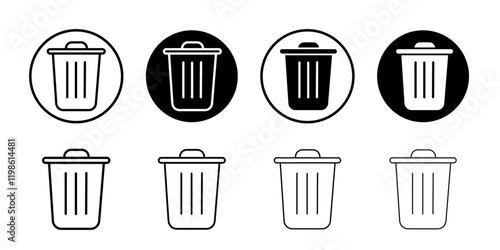 Trash icon black and white vector sign