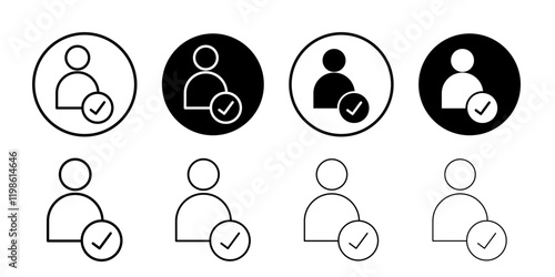 User check icon black and white vector sign