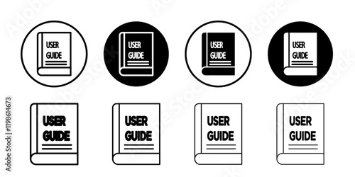 User guide icon black and white vector sign