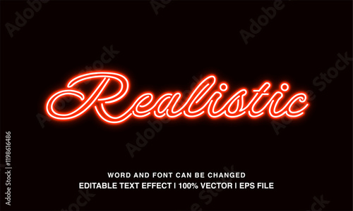 editable text effect realistic neon light