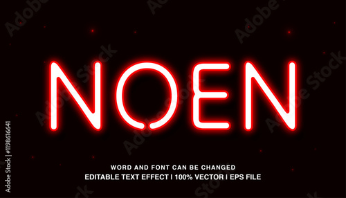 editable text effect red neon