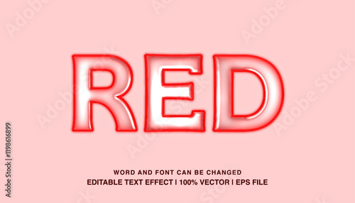 editable text effect red glossy