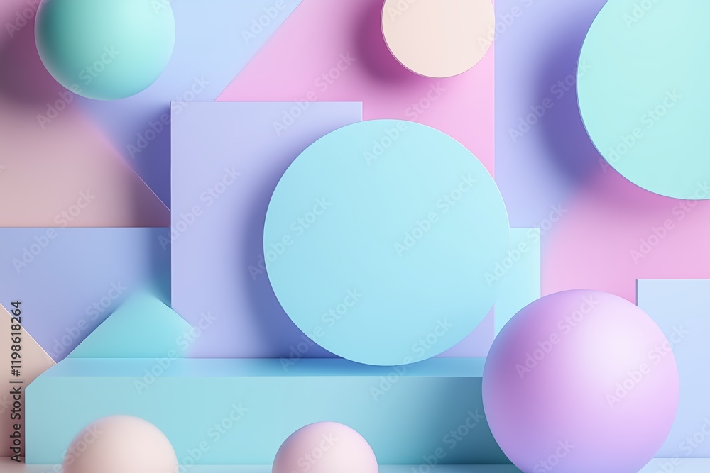 Colorful geometric shapes in pastel tones create a modern abstract display for design enthusiasts Colorful geometric shapes in pastel tones create a modern abstract display for design enthusiasts