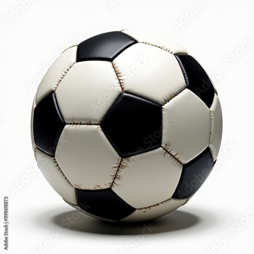 Classic Vintage Worn Soccer Ball Black and White Football Grunge Texture Sport Equipment