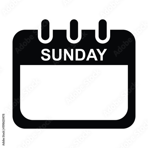 Sunday black calendar web button. sunday calendar on a white and black background. weekly calendar web buttons. vector illustration