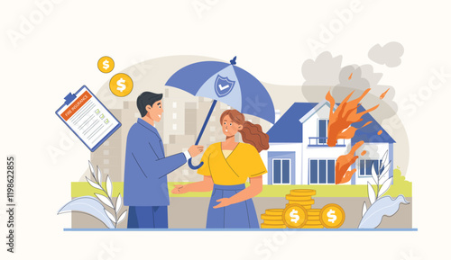 Stay prepared with this thoughtful illustration featuring injury coverage, a doctor, and supportive policies that emphasize health insurance benefits.