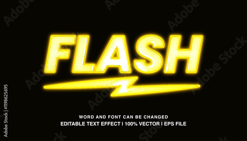 editable text effect yellow neon flash