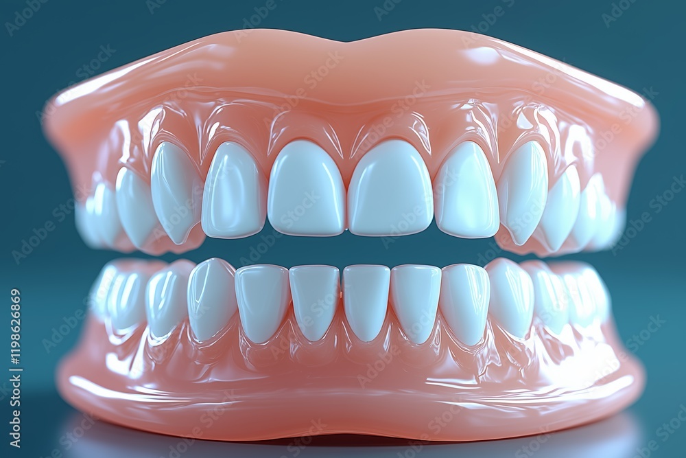 Detailed representation of dental models showcasing perfect alignment and whitening Detailed representation of dental models showcasing perfect alignment and whitening