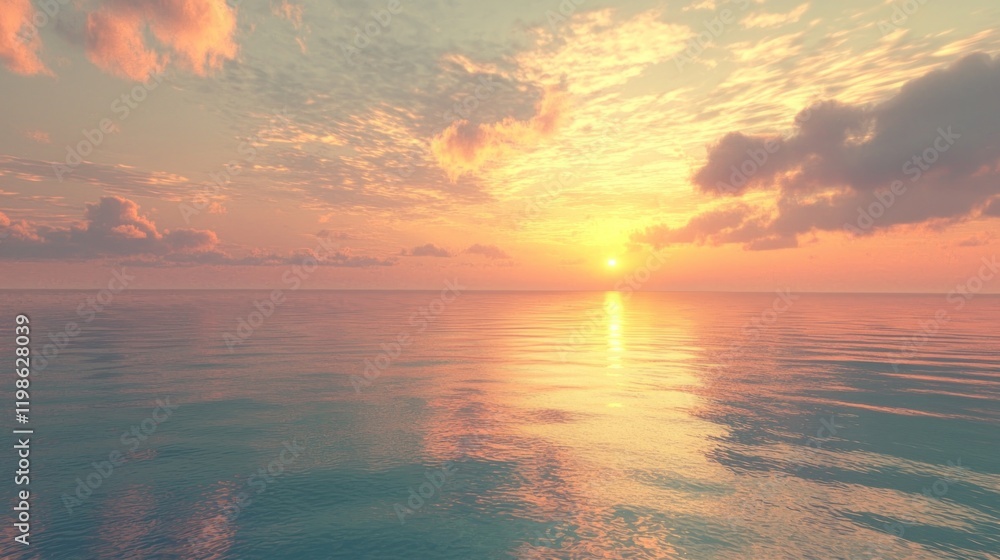 Fototapeta premium Serene Coastal Sunset with Soft Reflections