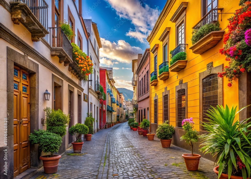 Charming Old Town Las Palmas Canary Islands Spain - Historic Architecture, Cobblestone Streets, Colorful Buildings Charming Old Town Las Palmas Canary Islands Spain - Historic Architecture, Cobblestone Streets, Colorful Buildings