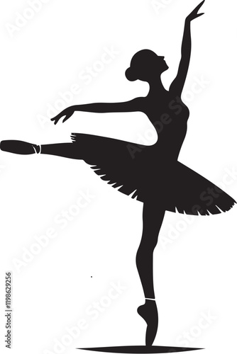 Silhouette of a Person Dancing Ballet - Vector Illustration