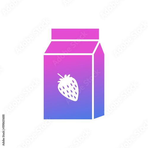 Strawberry milk vector icon, strawberry flavored milk box symbol flat design.