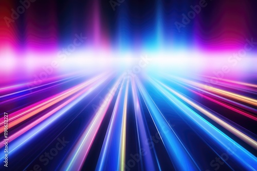 Vibrant neon lights blur together, creating an abstract experience of color and movement during a vibrant nighttime atmosphere in an urban setting