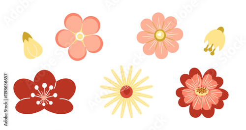  A collection of flower drawings such as forget-me-nots, tulips, lilies of the valley, daisies and rosehips.